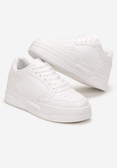 Białe Sneakersy na Grubej Podeszwie z Przeszyciami Utire 4