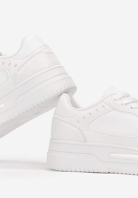 Białe Sneakersy na Grubej Podeszwie z Przeszyciami Utire 5