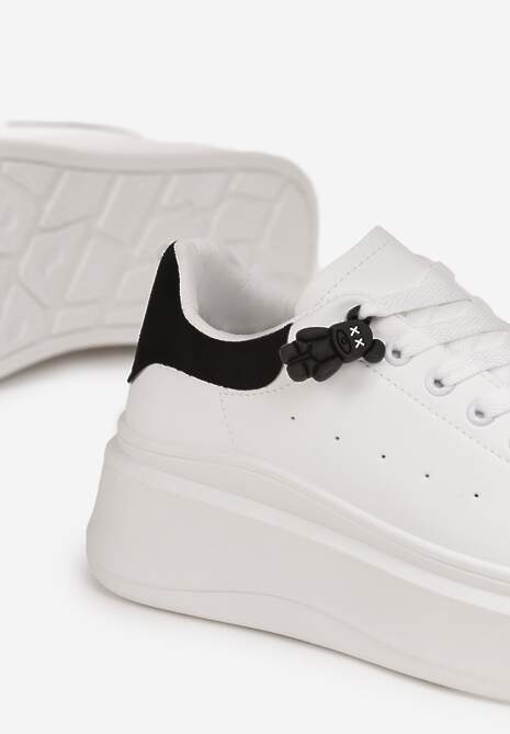 Biało-Czarne Sneakersy przed Kostkę na Platformie Phani 5