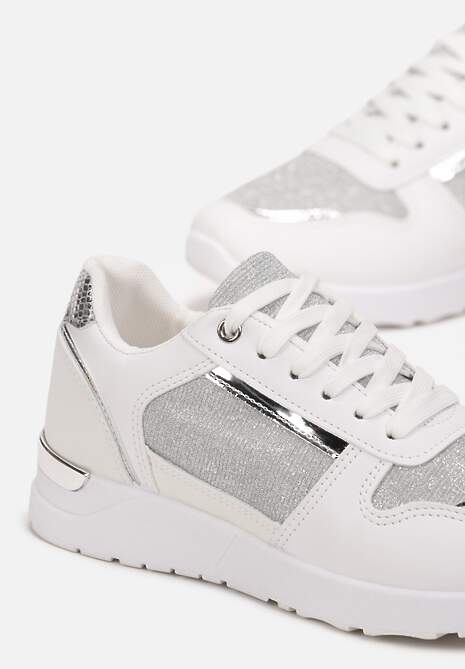 Sneakers Albi Platforma cu Șiret și Inserții cu Sclipici Raflia 5