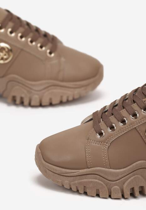 Sneakers bej închis la gleznă cu aplicații metalice pe talpă groasă Umsine 5