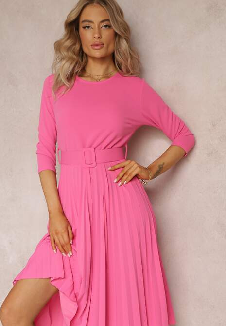 Rochie roz plisată cu curea Valfe 4