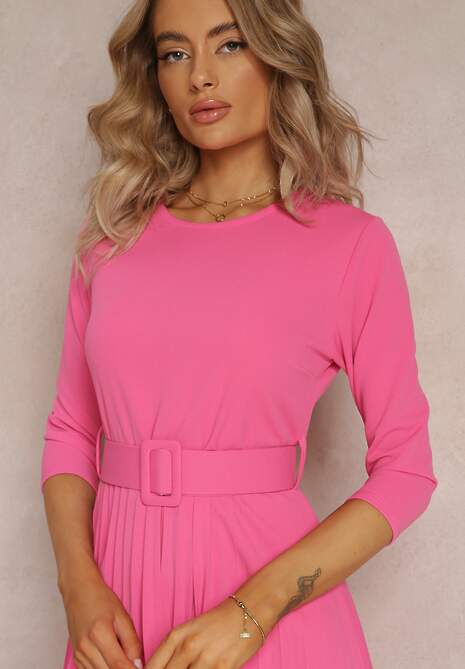 Rochie roz plisată cu curea Valfe 5