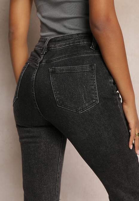 Czarne Jeansy Regular z Dziurami Oina 5