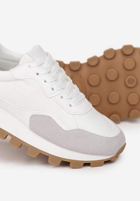 Białe Sneakersy przed Kostkę na Grubej Podeszwie Kapprine 5
