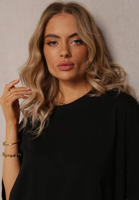 Czarny Bawełniany T-shirt Oversize Thenika 5