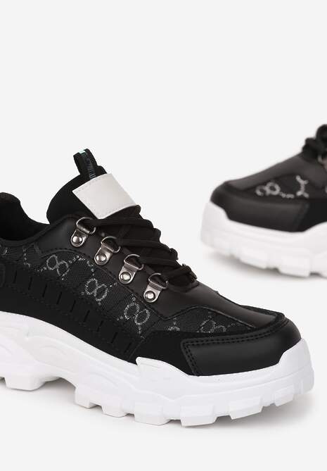 Sneakerși negri cu șireturi vârf rotund talpă groasă Alaiad 5