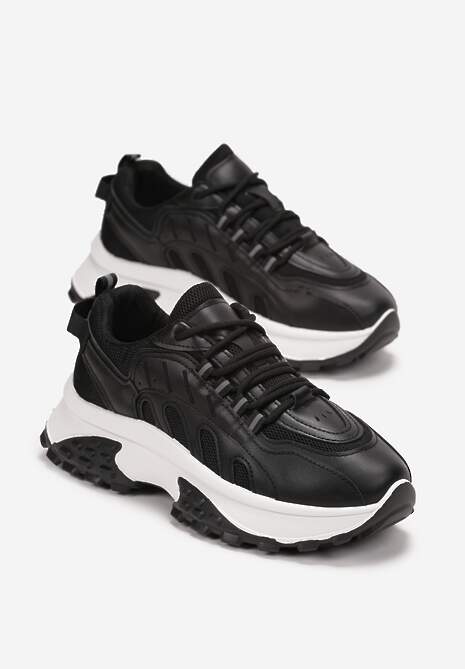 Sneakers Negri Platforma cu Șiret și Glezniera Amelm 4