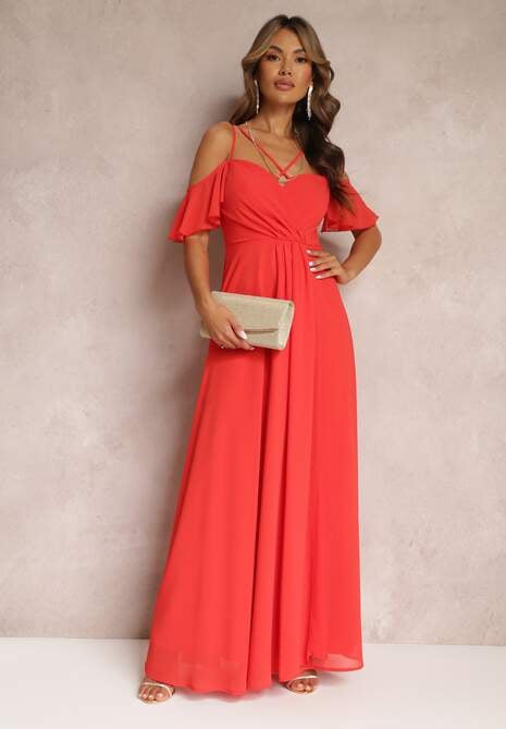 Rochie Maxi cu Croi în Formă de Plicuri Pe Bretele Subțiri Burwena 5