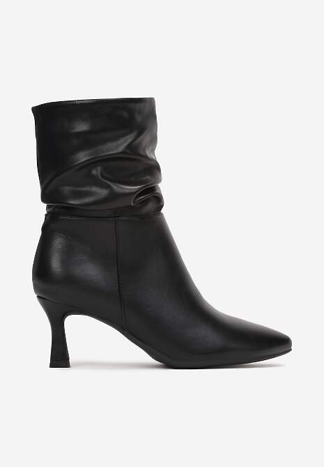 Botine Negre din Blugi cu Toc Mic cu Fermoar și Carâmb Decorativ Atzia 4