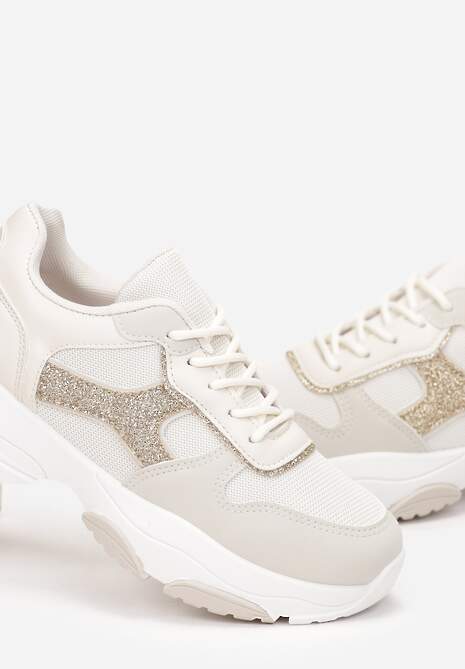 Sneakers Bej pe Talpă Groasă cu Inserții Sclipitoare Adilah 5