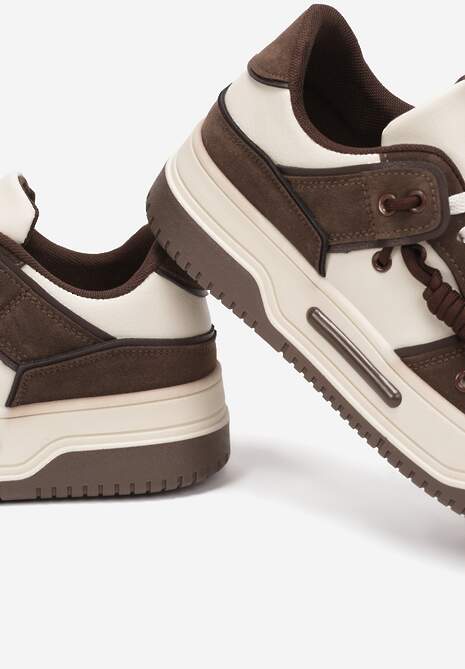 Brązowe Płaskie Sneakersy na Grubej Podeszwie z Podwójnym Sznurowaniem Eliannah 5