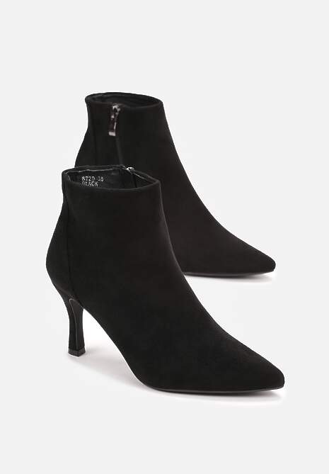 Botine Negre cu Fermoar pe Toc Mic din Imitatie de Camos Ruriana 5