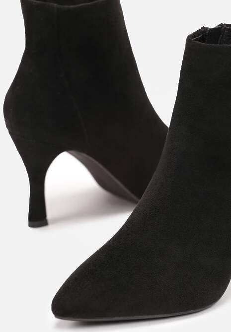 Botine Negre cu Fermoar pe Toc Mic din Imitatie de Camos Ruriana 6