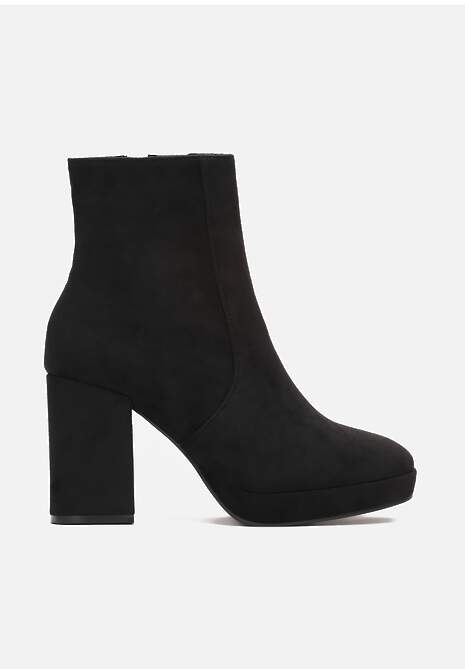 Botine negre cu tiv ajustabil pe toc Mutias 4