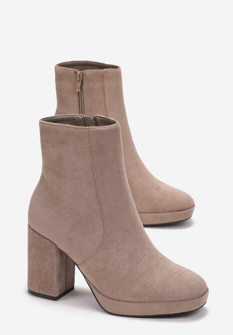 Botine bej închis cu tijă adaptată pe toc Mutias 4