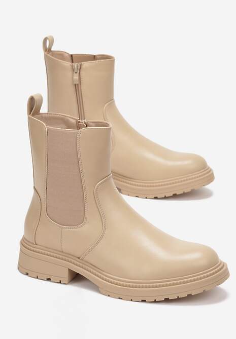 Botine bej cu insertie elastica pe lateralul tijei Berwena de la Renee.com.ro 4