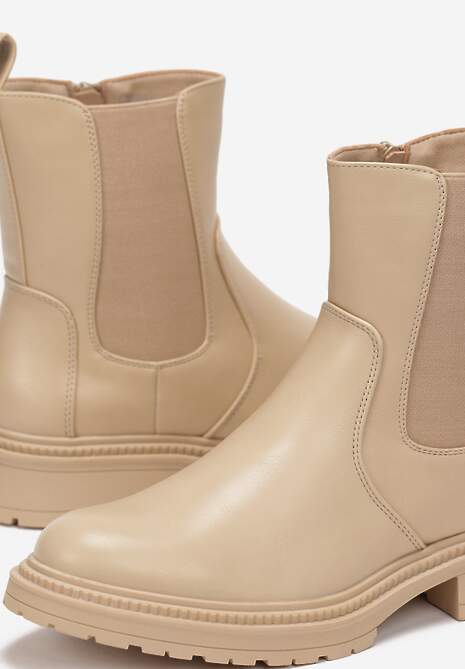 Botine bej cu insertie elastica pe lateralul tijei Berwena de la Renee.com.ro 5