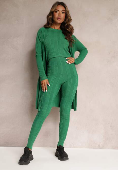 Compleu Verde 3 Piese din Tricot Moale Enjel 4
