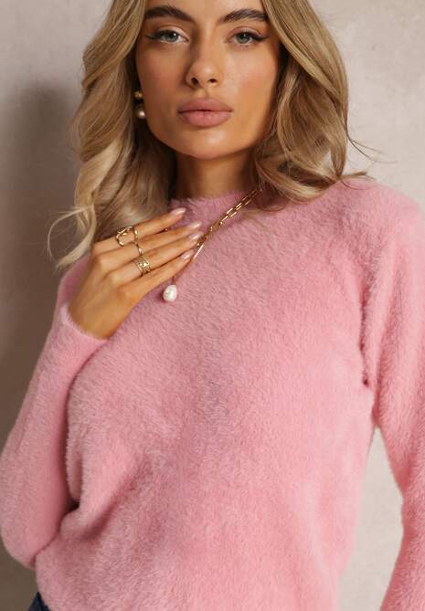 Różowy Sweter Wełniany Elisabema 5