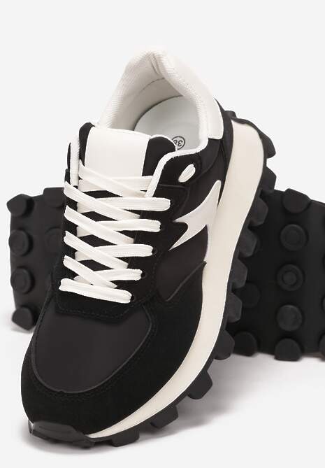 Czarne Sneakersy przed Kostkę na Grubej Podeszwie Allita 5