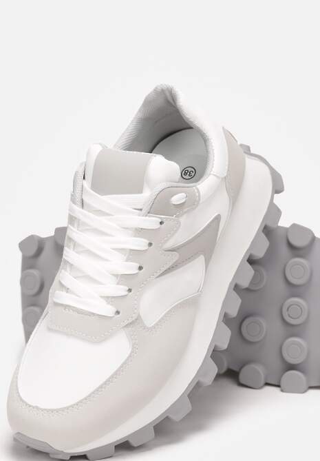 Białe Sneakersy przed Kostkę na Grubej Podeszwie Allita 5