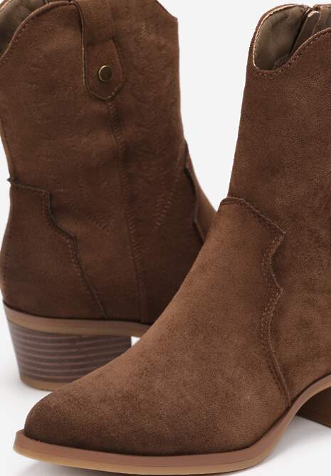 Cizme Maro Cowboy cu Broderie Delicată Verticale 5