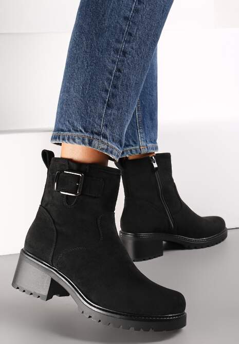 Botine Negre cu Toc Mic Anikkes