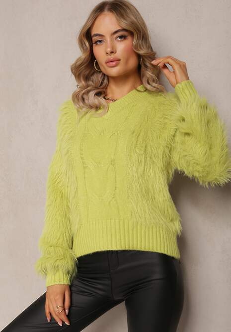 Pulover Verde Finisat cu Nervuri cu Fir Lung Kidama 4