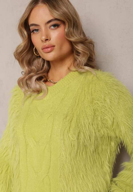 Pulover Verde Finisat cu Nervuri cu Fir Lung Kidama 5
