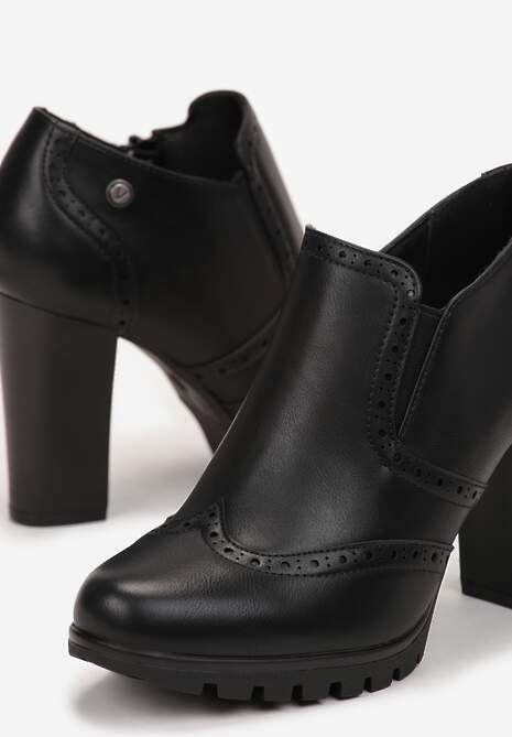 Botine negre cu toc Liniwen 5