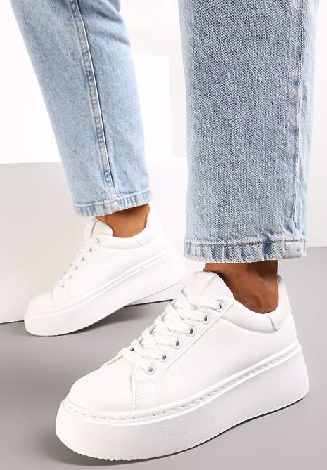 Białe Sneakersy na Modnej Platformie Broida