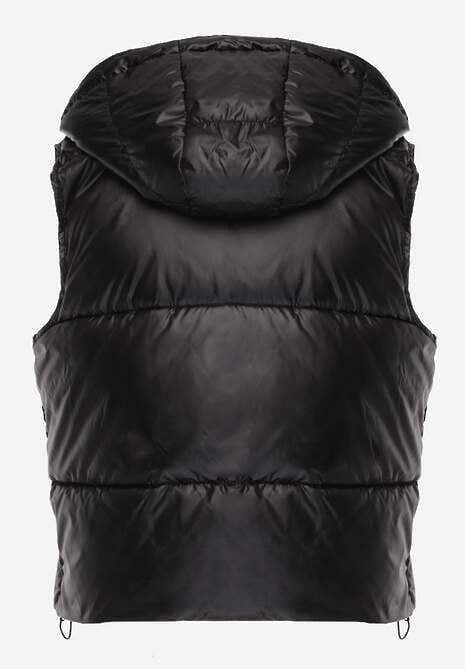 Czarna Pikowana Kamizelka z Szerokim Kapturem Wivelle 7