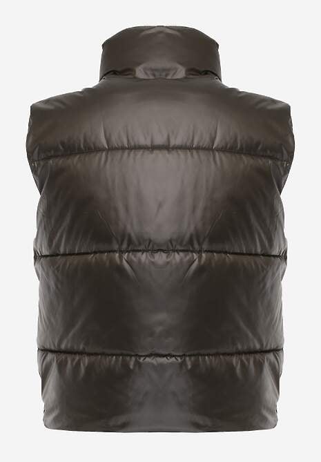 Verdeață Închisă Matlasată Vestă cu Guler Larg Cerissa 7