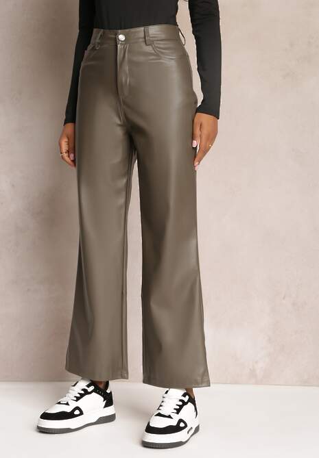Ciemnoszare Spodnie High Waist z Szerokimi Nogawkami Loriama 4