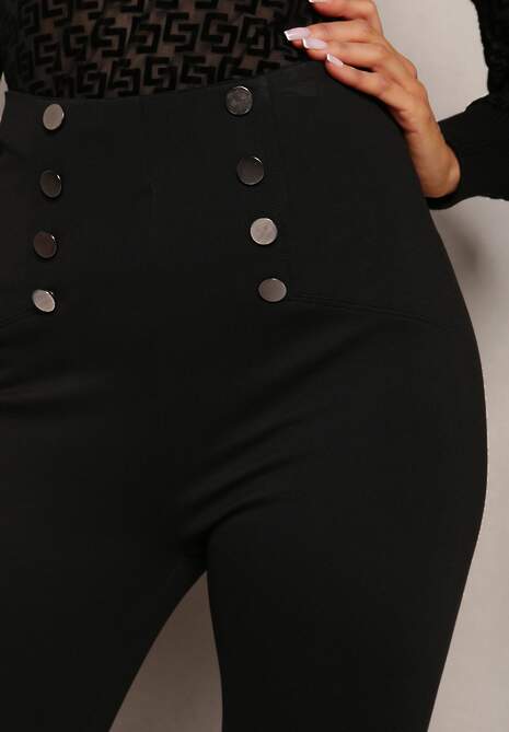 Pantaloni negri High Waist cu nasturi Manike 5
