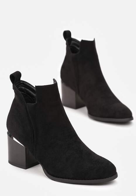 Botine negre din imitație de piele întoarsă Asmarani cu toc gros 4