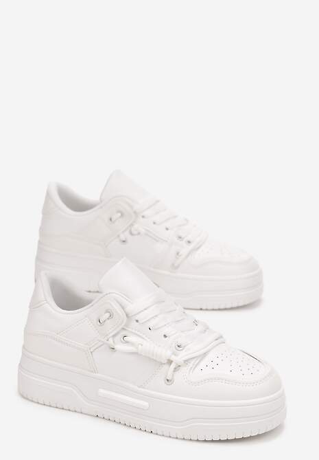 Sneakers Albi cu Șiret Dublu pe Talpă Groasă Ralholena 4