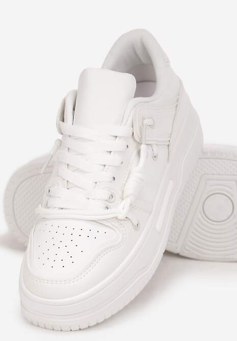 Sneakers Albi cu Șiret Dublu pe Talpă Groasă Ralholena 5