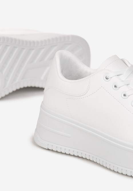 Białe-Sneakersy na Platformie z Wiązaniem Misganella 5