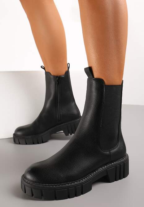 Botine negre cu platformă groasă și carâmb elastic Eloriella