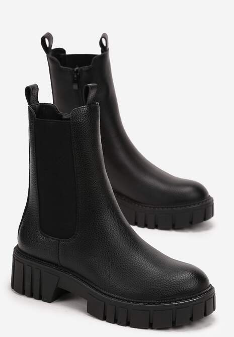 Botine negre cu platformă groasă și carâmb elastic Eloriella 4