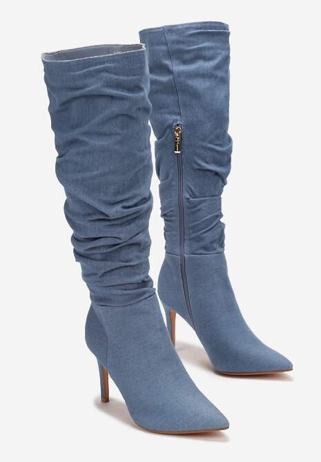 Cizme Albastre Cu Toc Înalt Din Denim Lostra 4