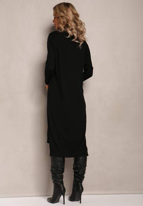 Czarna Sweterkowa Sukienka Midi z Golfem Elsames 4