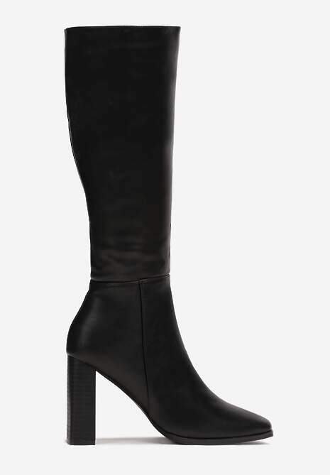 Czarne Kozaki z Kwadratowym Noskiem na Ozdobnym Słupku Colinta 4