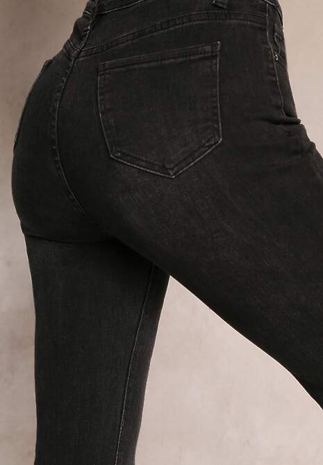 Czarne Jeansy Dzwony High Waist Ecull 5