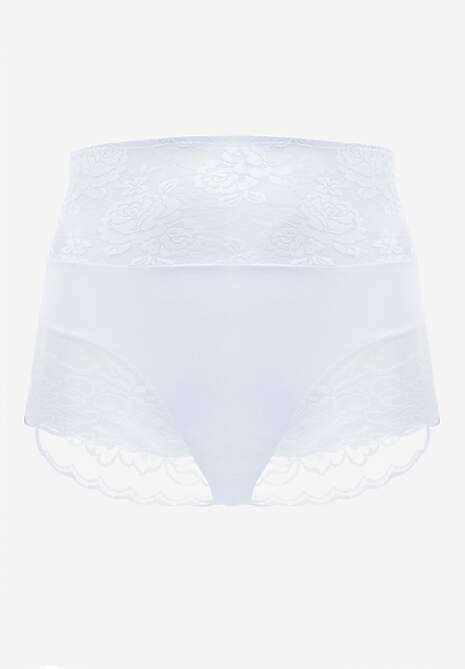 Białe Modelujące Majtki High Waist Ozdobione Koronką Nelare 5