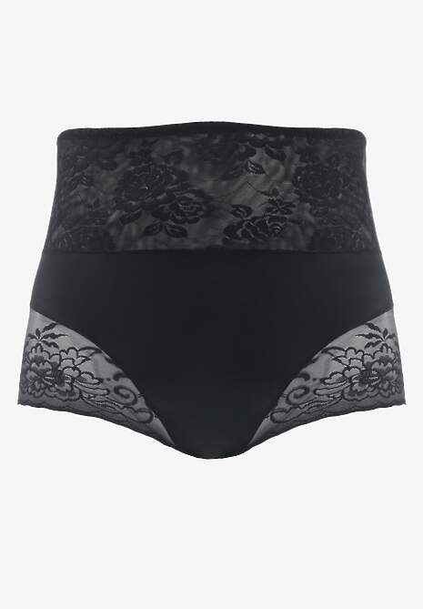 Czarne Modelujące Majtki High Waist Ozdobione Koronką Nelare 5