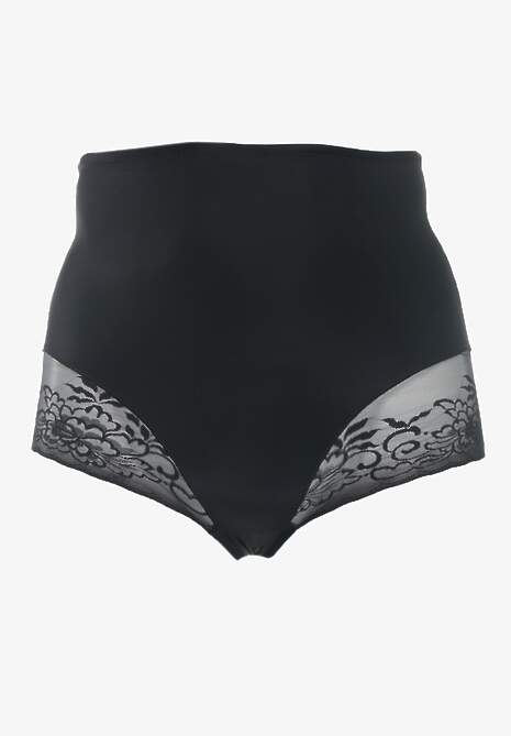 Czarne Modelujące Majtki High Waist z Ozdobną Siateczką Vculen 5