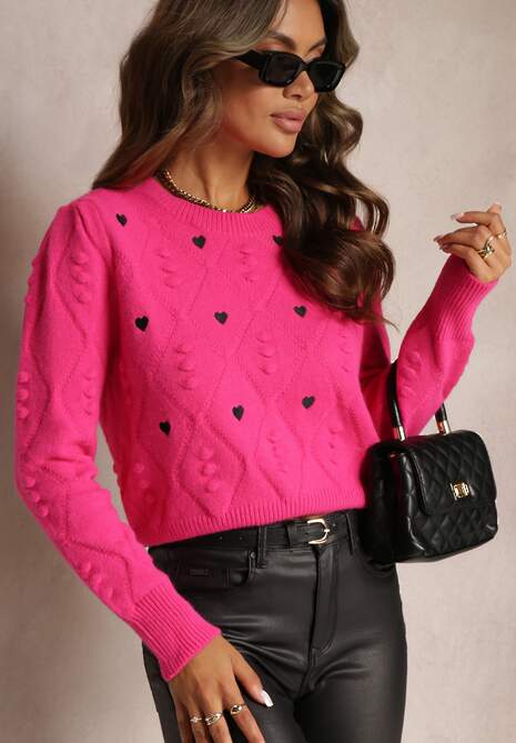 Fucsia Clasic Pulover cu Reani